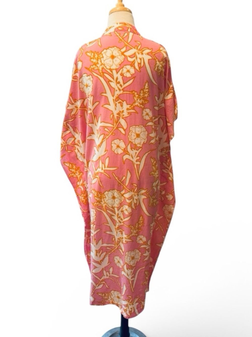 Olivia James The Label Louisa Cover Up Kaftan Pink Orange Floral Small - Picture 5 of 14